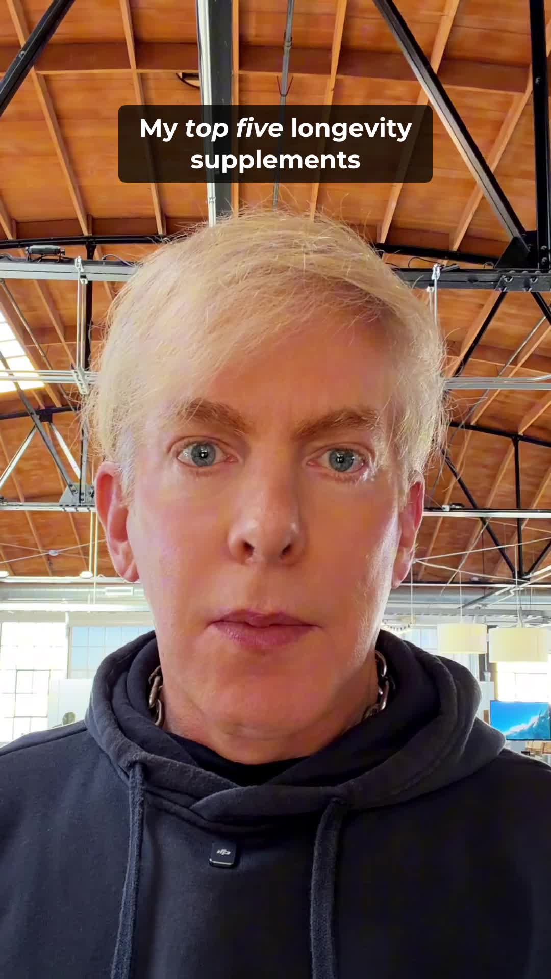 Mike talking to camera, with the words My top five longevity supplements